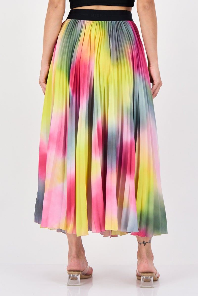 MSGM Women Pleated Pleated Skirt, Multicolor - Image 2